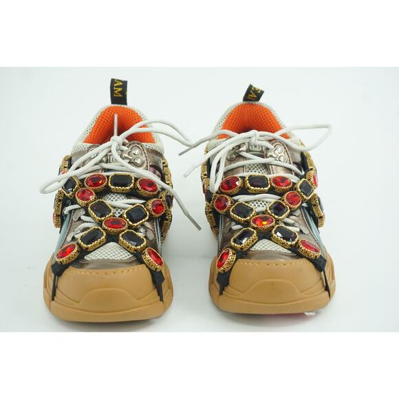 Gucci Flashtrek Jewel Sega Sneakers Size 35 $1725 Jem Metallic Leather Mesh NIB - Picture 4 of 12